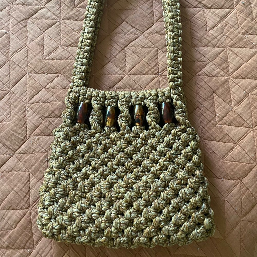 Woven + beaded hand bag